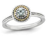 1/4 Carat (ctw) Natural Aquamarine Ring in Sterling Silver with 14K Accent